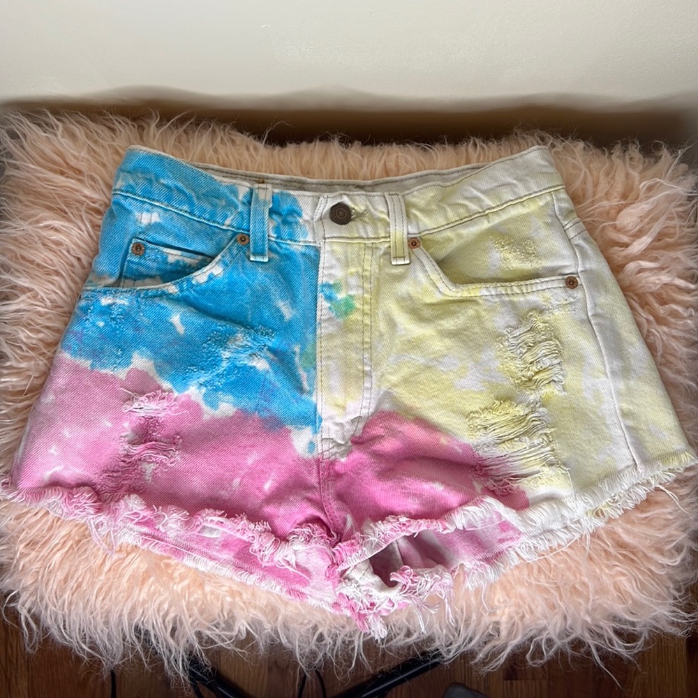Vintage Levi Vintage High Waisted Tie Dye Jean Shorts